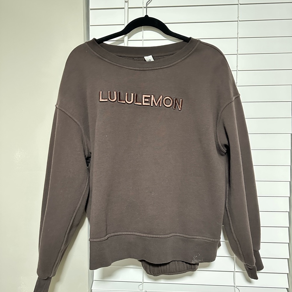 lululemon athletica Brown Crewneck Sweatshirt with Rose Gold Logo
